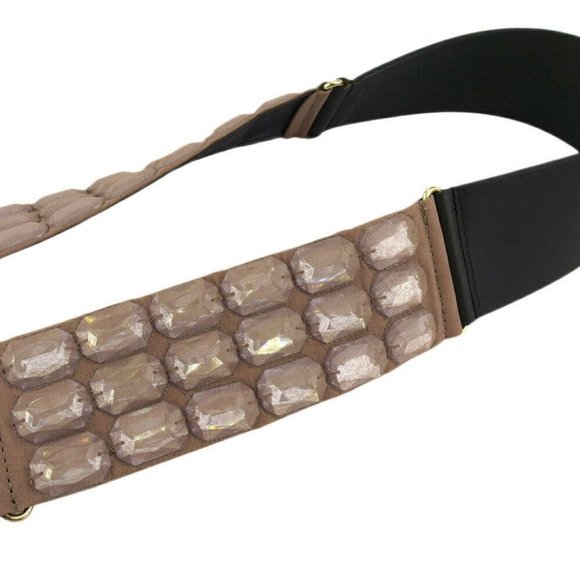 EMPORIO ARMANI belt jewel leather �~ gold metal fittings Auth main image 6